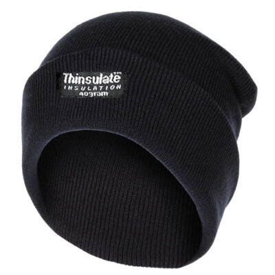 Strickmütze 3M Thinsulate Rollmütze Wintermütze fein gestrickt blau Herren Damen