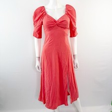 ASTR The Label FERN Pink Puff Sleeve A Line Midi Dress Summer Womens XS