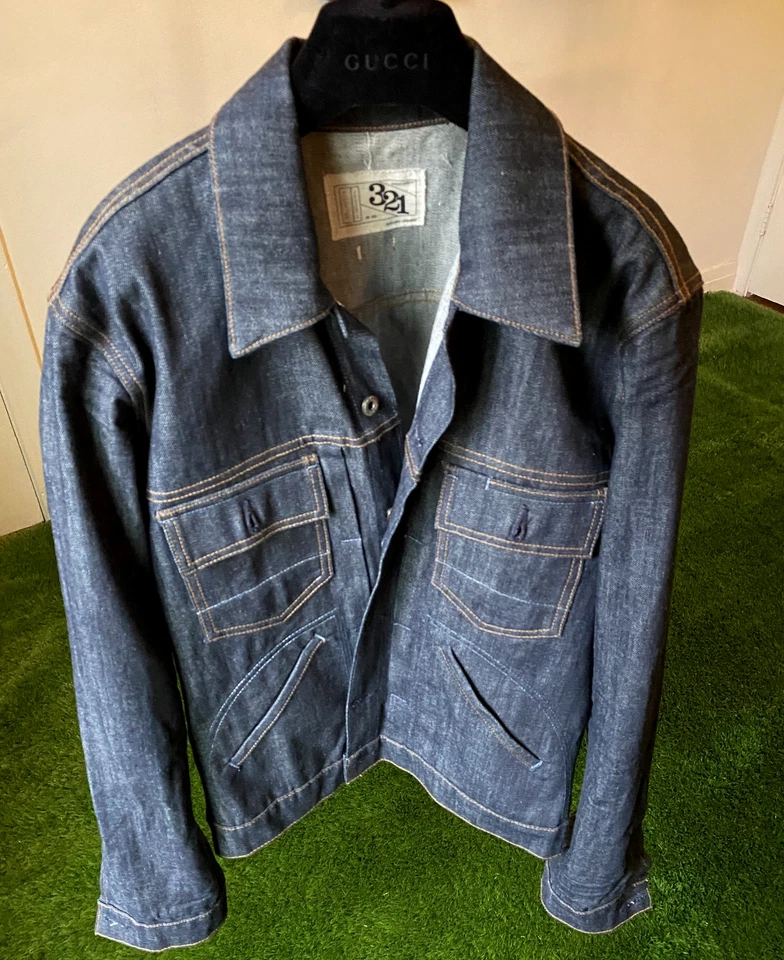 Jaqueta jeans crua tamanho G - American Rag AR321 Cone Mills feita nos EUA nova MSRP $400 - Imagem 2 de 4