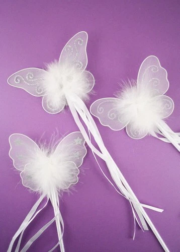 ALLSORTS ACCESSORIES GIRLS LADIES PINK / WHITE BUTTERFLY FAIRY WAND FANCY DRESS DRESSING UP WAND GIRL