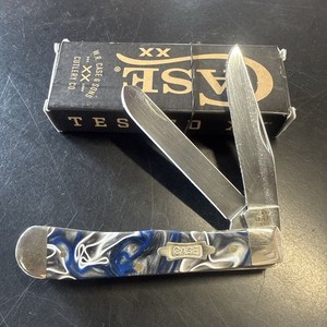 Case XX 2025 10254 Blue Crackle Smooth Kirinite Folding Pocket Knife