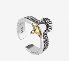 Eagle themed, stainless steel, adjustable ring/yu140