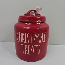 Rae Dunn Canister Magenta Christmas Treats Cookie Jar Red Ceramic