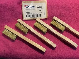 4 NOS Weiler USA fine wire brass brushes for restoration rust removal antiques