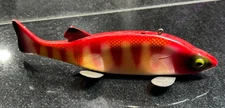 Vintage Ice Fishing Decoy King Spearing Decoy  Red Perch