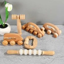 Wooden Massage Roller – Manual Back, Neck & Leg Muscle Massager Tool