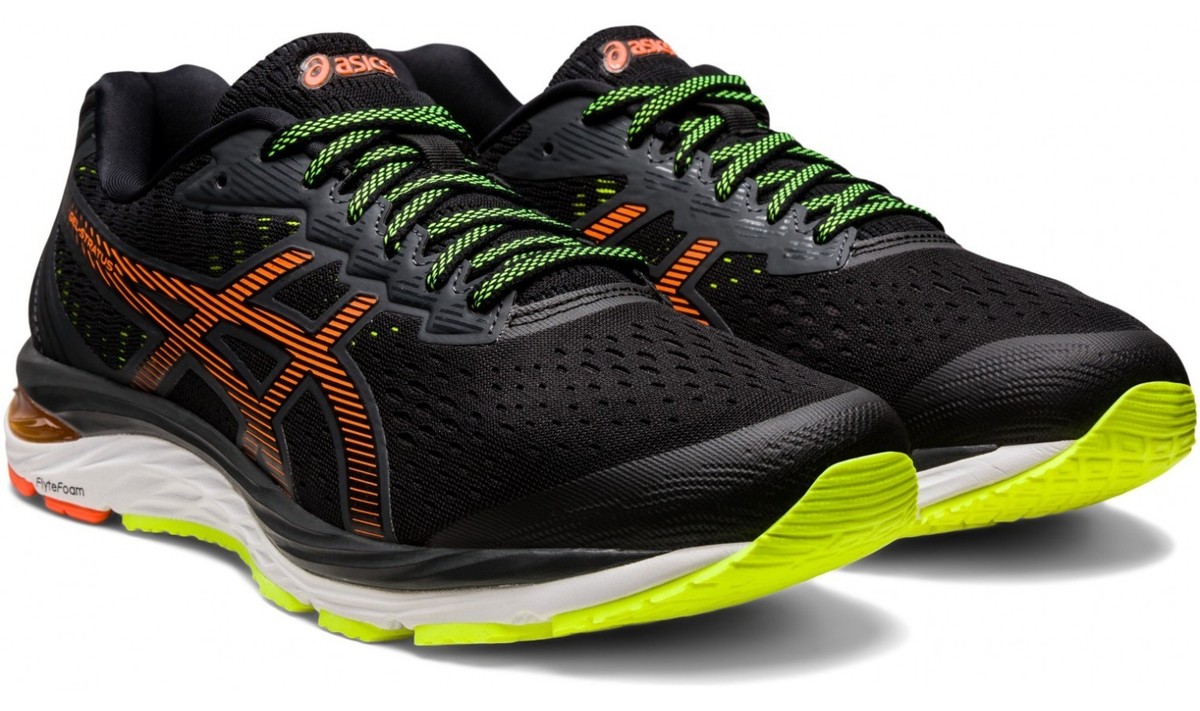 Men's Asics Gel Stratus Black Orange Mesh Running Shoes Trainers