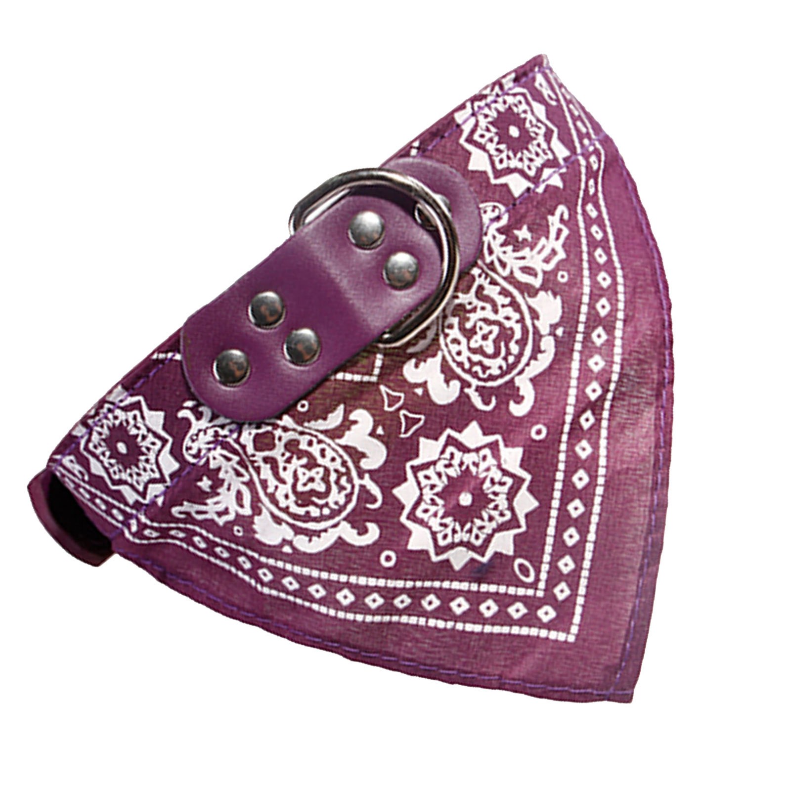 (Purple S)Ethnic Style Pattern Cat Small Dog Bib Saliva Towel Pet Collar Part