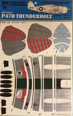 Paper Models Int'l (PMI) card model kit - Republic P-47D Thunderbolt ''Bubbletop''
