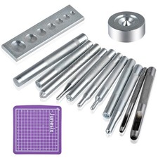 14Pcs Rivet Setter, Die Punch Snap Kit, Stainless Steel, Non Slip Base, DIY