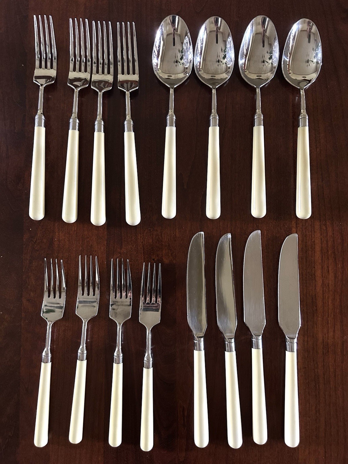 Vintage 16 piece Lenox 18/8 Ivory Flatware Set Korea: Solid, Sturdy, Family Of 4