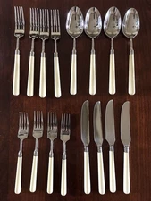 Vintage 16 piece Lenox 18/8 Ivory Flatware Set Korea: Solid, Sturdy, Family Of 4