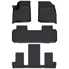 Floor Mats 3 Rows Liner For 2018-2024 Buick Enclave TPE Rubber All Weather
