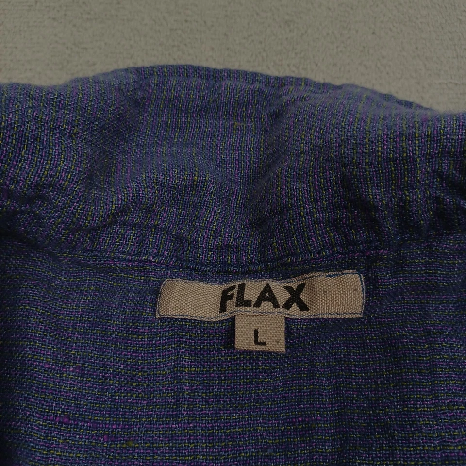 Suéter de lino para mujer grande azul lino bolsillos abotonados cárdigan blazer Foto 4 de 4