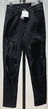 American Eagle Women's Size 00 Strigid Destroyed Black Super HR Mom Jean NWT