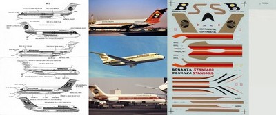 *RAR* MICROSCALE DECALS 1/144 Douglas DC-9 (Continental/Standard/Bonanza)