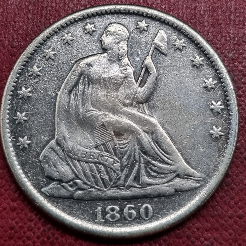1860 S Seated Liberty Half Dollar 50c VF + Details  #103116