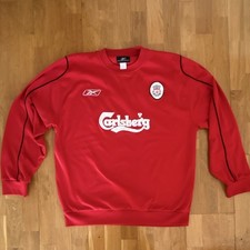 Vintage Reebok Liverpool FC Sweater 2003-2005 Carlsberg Gr. XL Red Training Top