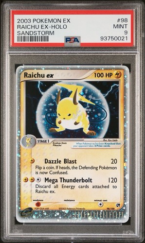 PSA 9 RAICHU EX #98 HOLO 2003 POKEMON EX SANDSTORM