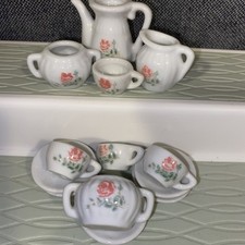 Mini Tea Set - Pink Flowers Partial Set 13 Pieces READ Description