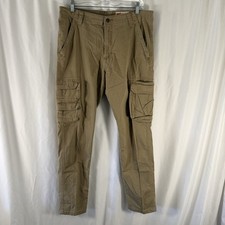 Wrangler Regular Taper Cargo Pants Men's 32x32 Khaki Cargo Pockets Button Zip