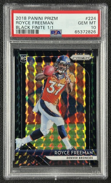ROYCE FREEMAN PSA 10 2018 PANINI PRIZM #224 ROOKIE BLACK FINITE RC 1/1 BRONCOS