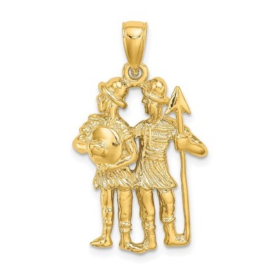 14k Gelbgold großer Zwillinge Sternzeichen Charm
