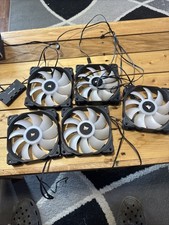 Corsair LED 120mm RGB Fan Set Of 5 CO-9050059-WW RWF0016 With Fan Hub READ 