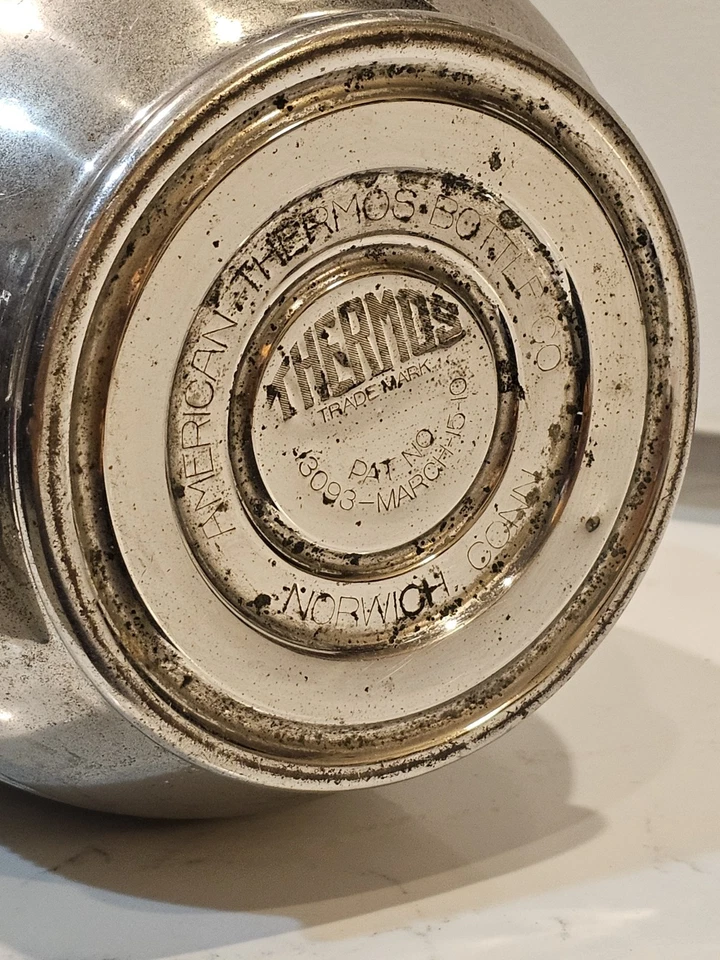 Botella Termo Vintage 1900 "Genie" Cromo Jarra Aislada - 13"T Foto 4 de 4