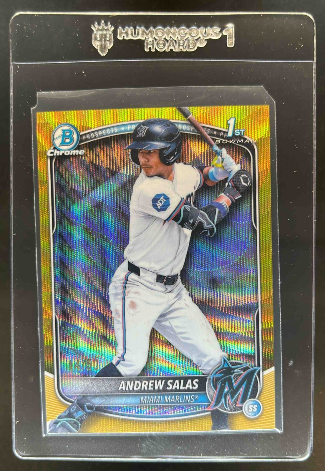 2025 Bowman Chrome Andrew Salas Gold Wave Refractor 1st Prospect #14/50 Marlins