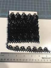 4 Yards Black Handmade Tatted Lace Trim Edgin...