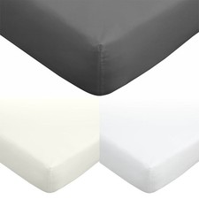 Bianca Plain Dye 100% Egyptian Cotton 180 Thread Count Fitted Sheet Bedding UK