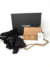 New CHANEL Mini Pearl Crush Lambskin Quilted Dark Beige Flap Crossbody Bag