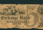 $5 1851 Exchange Bank - Maine Obsolete Note ** PAPER CURRENCY AUCTIONS — photo 1