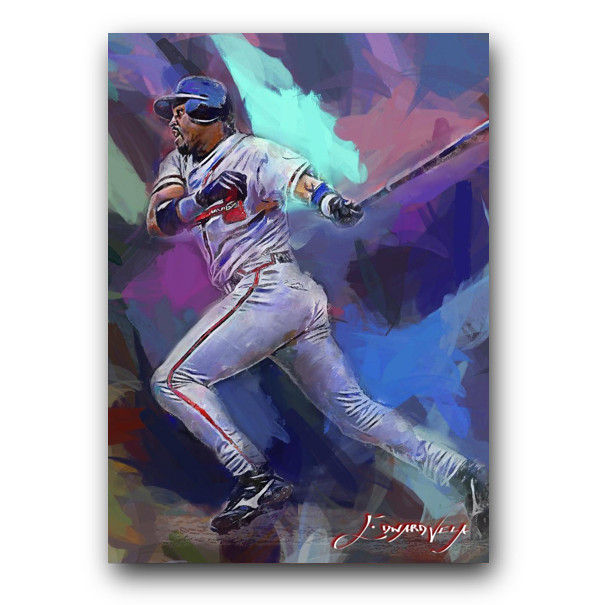 Brian Jordan Art Card Limited 5/50 Edward Vela Signed (Atlanta Braves)