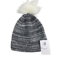Old Navy Knit Puff Ball Winter Hat Unisex Small/Medium Gray White Faux Fur New