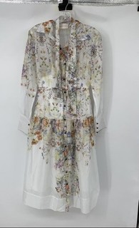 Zimmermann Womens Multicolor Floral Long Sleeve Belted Midi Shirt Dress Size M