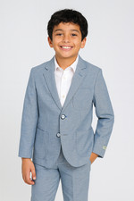 Boys Blue Linen Suit Jacket  Pants for Ring Bearers, Weddings
