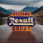 Vintage Rexall Drugs Porcelain Sign Drugs Walgreens Pharmacy Gas Oil 12"x 7 1/2"