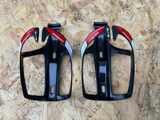 Elite Mejio Carbon Cycling Bottle Cages, Made in Italy, BLACK WHITE RED design