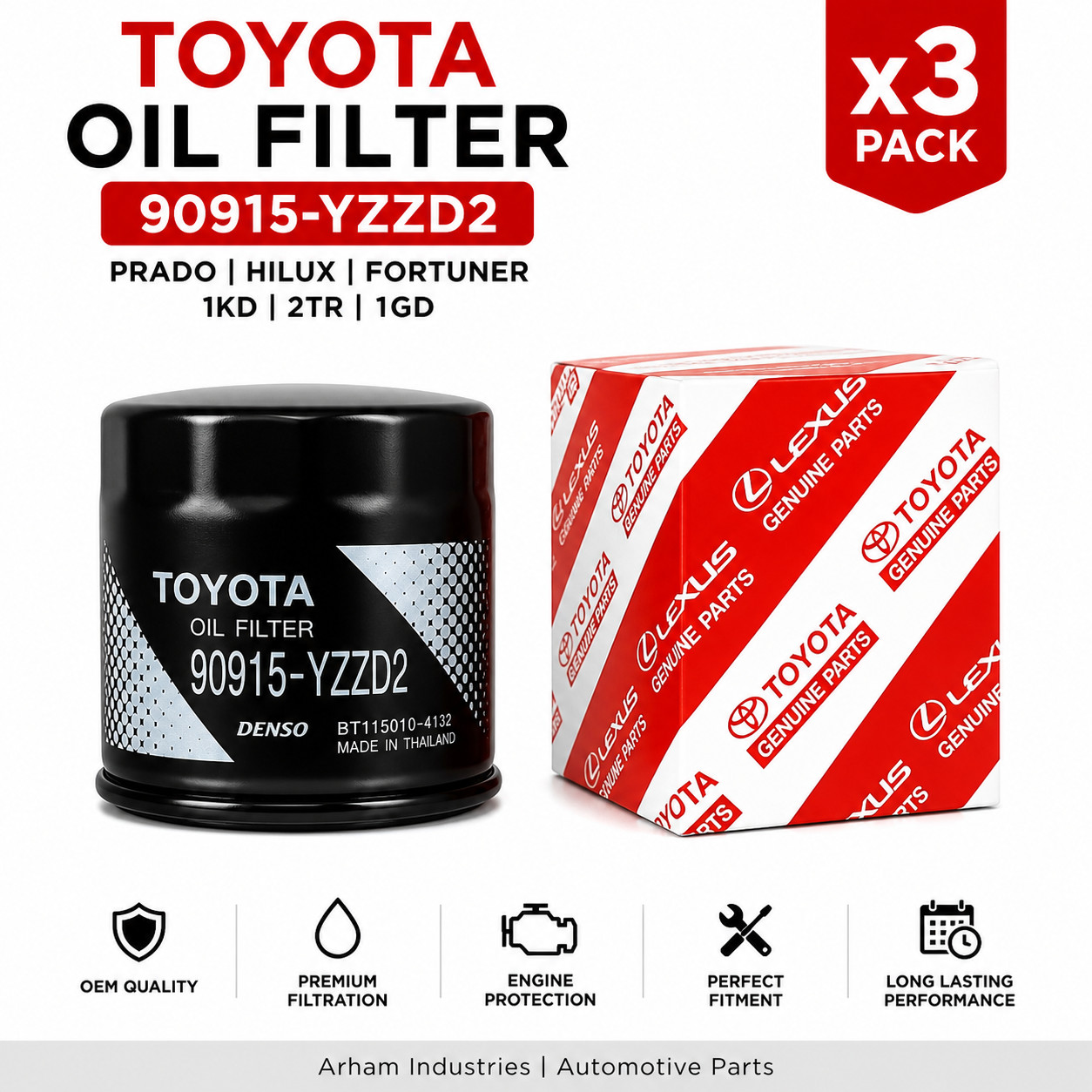 90915-yzzd2 Prado Hilux Fortuner 1kd 2tr 1gd X3 Pack
