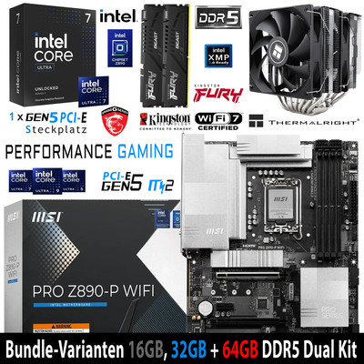 PC Bundle - i7 Core Ultra 265KF MSI PRO Z890-P WLAN mit 16, 32 + 64GB DDR5-6000