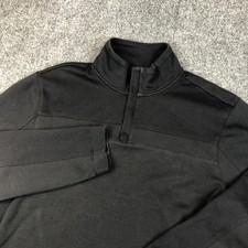 Perry Ellis Mens Black 1/4 Zip Pullover Sweater Sweatshirt Long Sleeve Size M