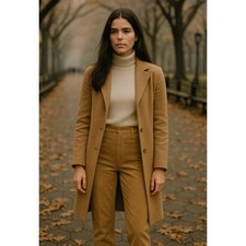 VTG Massini Genuine Suede Leather Pants Camel Brown Leg Minimalist 70s womens 8