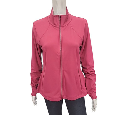 Womens Active Jacket Medium Size Pink Long Sleeves Zip Front Jacket Zip Pockets