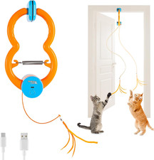 Interactive Cat Toy for Indoor Cats, Automatic Door Hanging Feather Wand Toy, US