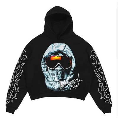 WEEKEND RIOT GET MONEY NO LOVE HOODIE SIZE M OVERSIZED