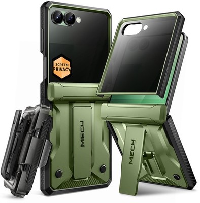 for Z Flip 7 Case with Privacy Screen Protector, [Stand & Belt-Clip] [Hinge P...