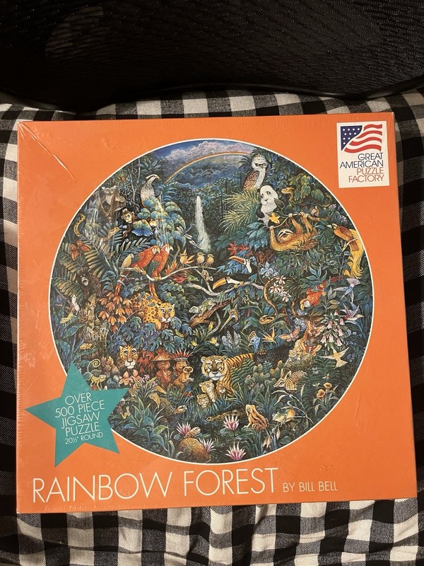 Vintage 1994 Sealed Bill Bell Rainbow Forest Round 500+ Pieces Recycled NIB