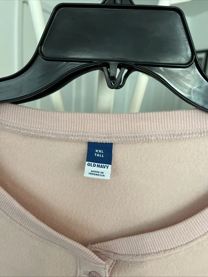 Antiguo pijama Henley de franela polar liso rosa marino talla XXL Foto 4 de 4